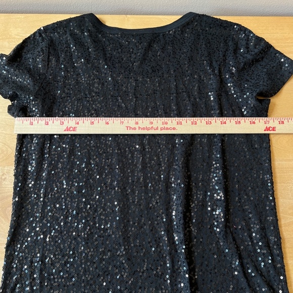 DKNY SS TEE SHIRT M 100% COTTON SEQUINS ELEVATED CASUAL SHIMMERY DAY TO DATE - Picture 7 of 12